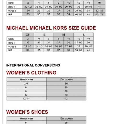 michael kors sneaker size chart|michael kors size guide uk.